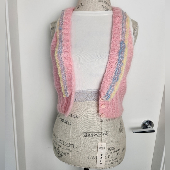 60s Pastel Mohair Cardigan Sweater Vest - Picture 12 of 13